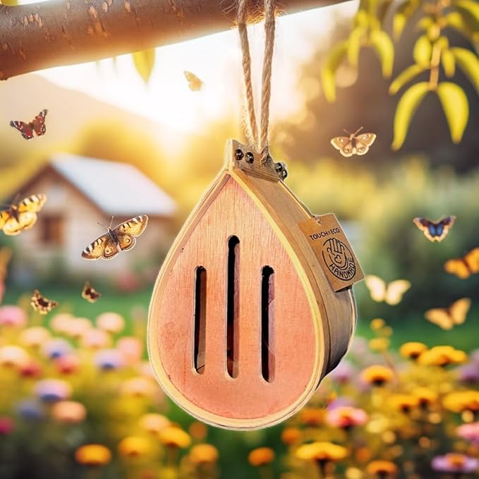 Pollinating Palace-Wooden Hanging Butterfly House, Natural Habitat to Attract Butterflies to Your Garden and Yard-VerdiqueGarden