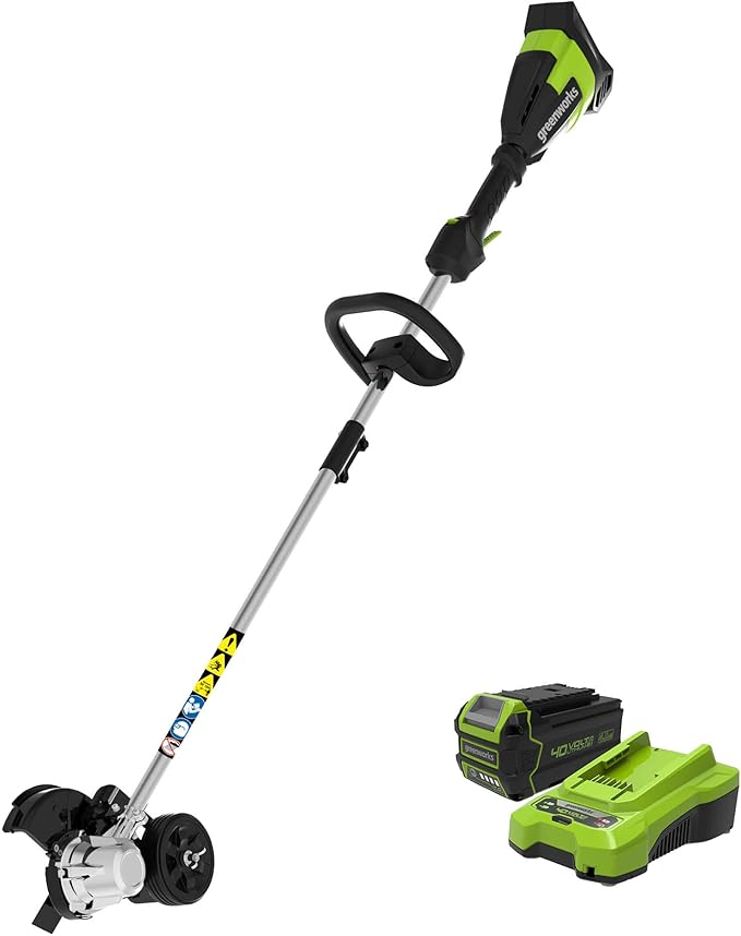 Greenworks 40V 8" Brushless Edger, 4.0Ah USB Battery and Charger Included-VerdiqueGarden