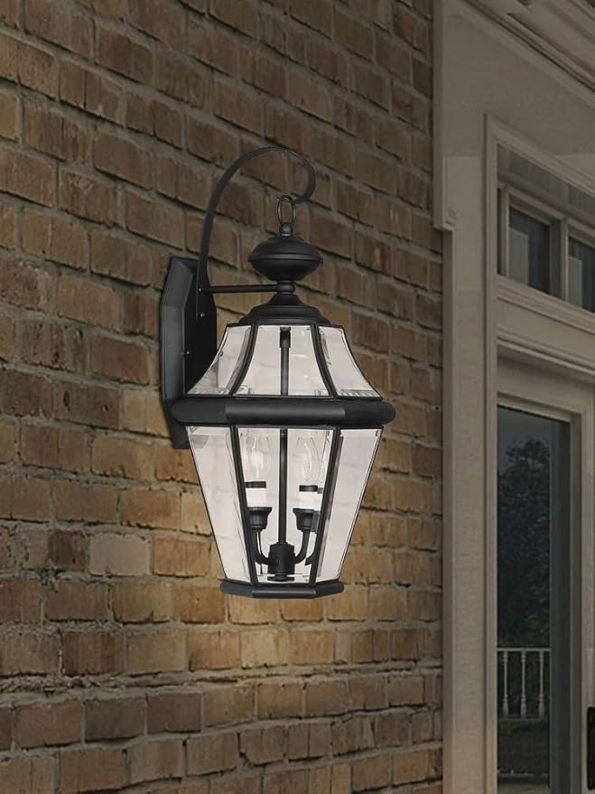 Livex Lighting 2261-91 Georgetown 2 Light Outdoor Wall Lantern, Brushed Nickel-VerdiqueGarden