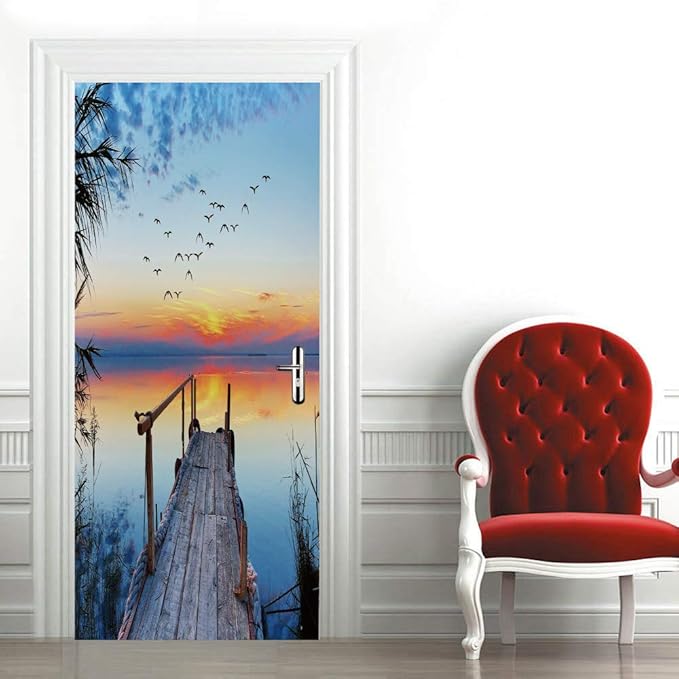 3D Door Stickers Murals - Peel & Stick Wallpaper - Self-Adhesive Decals - Removable PVC - Waterproof - Bedroom & Living Room - 37.4" x 78.7"-VerdiqueGarden
