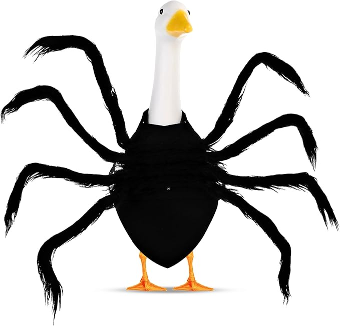 Halloween Goose Outfit Lawn Porch Goose Outfit Spider Bat Costume Plastic Goose Clothing for 23" Goose Halloween Outdoor Patio Yard Lawn Art Decoration (Spider)-VerdiqueGarden