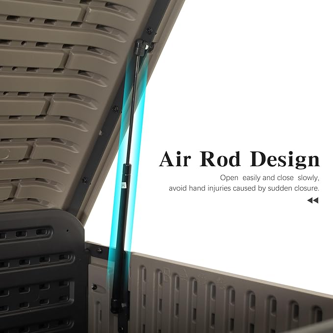 Domi 260 Gallon Resin Deck Box, Waterproof & UV-Resistant Outdoor Large Storage Box Lockable Storage Bin for Patio Cushions Pool Supplies Garden Tools and Delivery Storage-VerdiqueGarden