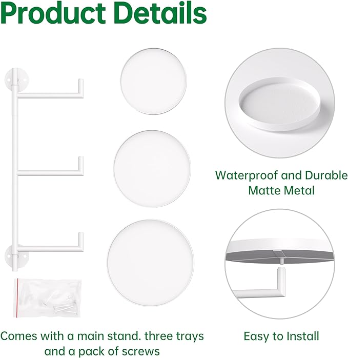 Rotating Window Plant Shelves, 3-Tier Metal Plant Shelf Indoor, White Plant Stand, Plant Rack for Wall Planters for Plants¡ê?Window Sill Gifts for Plant Lovers-VerdiqueGarden