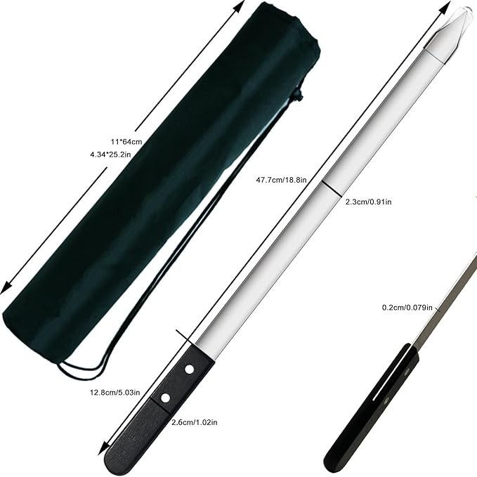 23.6 Inch Long Kabob Skewers, 0.91 Inch Wide, Stainless Steel with Black Wood Handle, 7 Pack-VerdiqueGarden