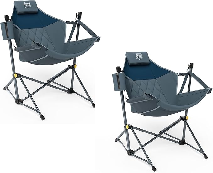 TIMBER RIDGE Hammock Camping Chair with Adjustable Backrest, Heavy Duty Folding Hammock Chair Supports 300lbs, Portable Hammock Chair for Camping, Travelling and Patio, Blue 2 Pack-VerdiqueGarden