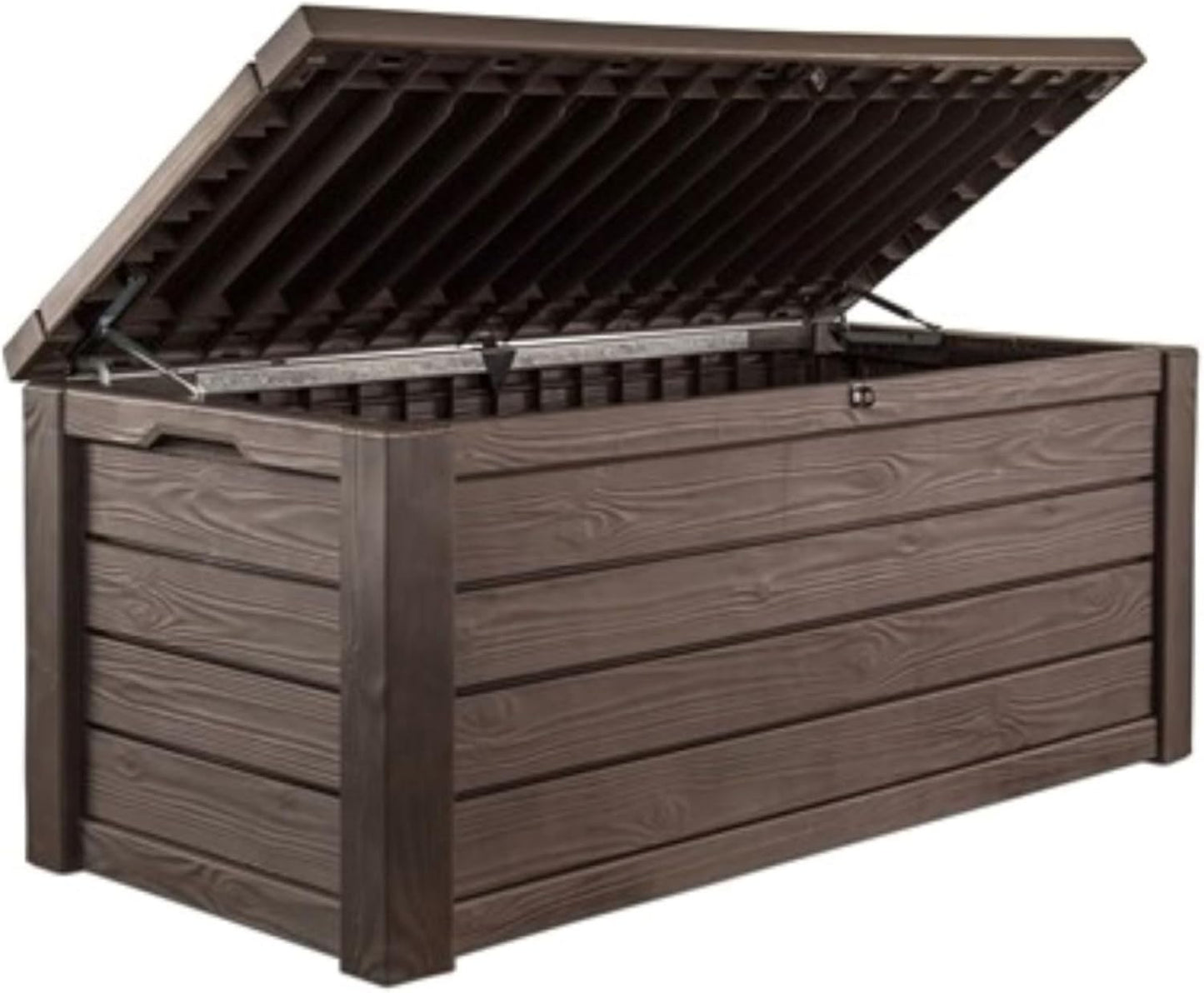 Keter Westwood 150 Gallon Deck Box Organizer, Doubles as 2-Person Bench Seat, Brown – Large Resin Outdoor Storage and Seating with Lockable Lid for Garden, Pool, and Patio-VerdiqueGarden