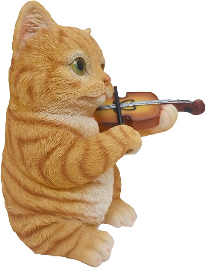 Orange Tabby Cat Garden Statue Decor, Resin Cute Sculptures Gift for Cat Lovers, Pet Memorial Stones for Loss of Pet, Kitty Figurine Art Decoration for Bedroom-VerdiqueGarden