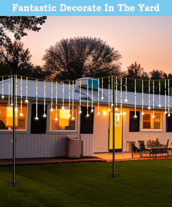 String Light Pole Stand for Outdoor String Lights Hanging, Use for Backyard, Garden, Patio, Party, Festival, Wedding, Picnic, 10FT, Matte, 1 Pole-VerdiqueGarden