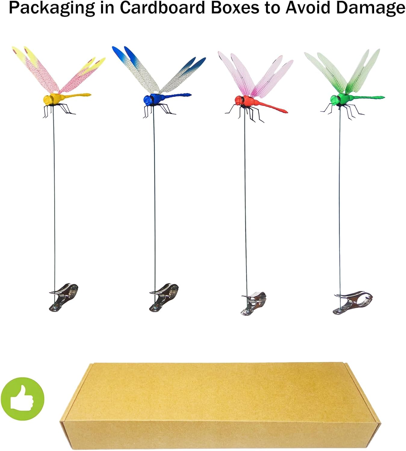 Jongdari 4pcs Dragonfly Hat Clip Realistic Fake Dragonflies Clip-On Garden Outdoor Decor Stakes Plastic Dragon Fly Clips Plant Decorations for Pot-VerdiqueGarden