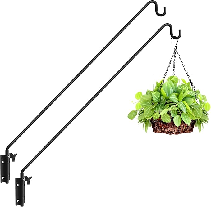 ERYTLLY 2 Packs Heavy Duty Deck Hook Wall Mounted, Extensible and Adjustable Deck Hook for Hanging Bird Feeder, Plants, Suet Baskets,Wind Chimes,Lanterns and More-VerdiqueGarden