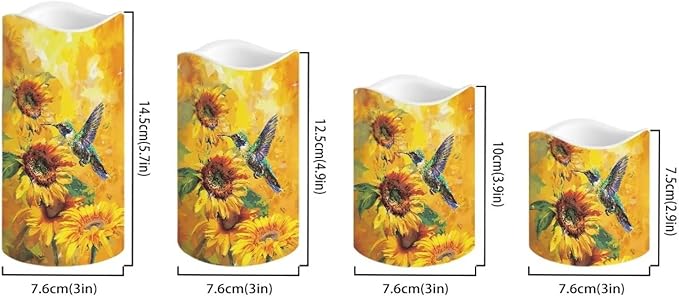 Ystardream Flameless Candle Valentine Candles Hummingbird Unity Candles for Wedding Ceremony Set with Remote and Timer Battery Operated Realistic LED Window Candles Dinner Wedding Sunflower Print-VerdiqueGarden