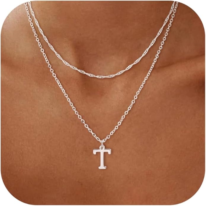 14K Gold Plated Initial Necklaces for Women Dainty Layered Letter Pendant Necklace Cute Choker Necklace Gift Trendy Stuff Personalized Jewelry Stack for Women Her