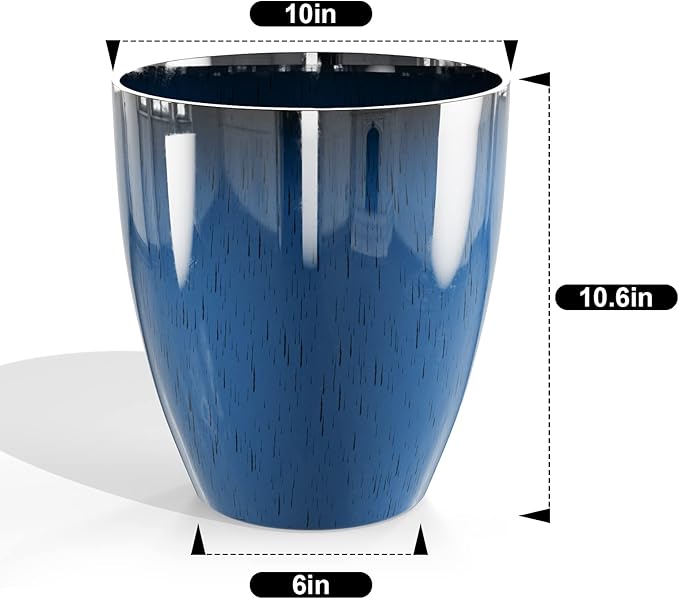 QCQHDU Plant Pots Set of 2 Pack,10 Inch Plant Pot for Indoor and Outdoor Plants with Drainage Hole,Flower Pots Modern Decorative Planter for Garden Plants (Blue)-VerdiqueGarden