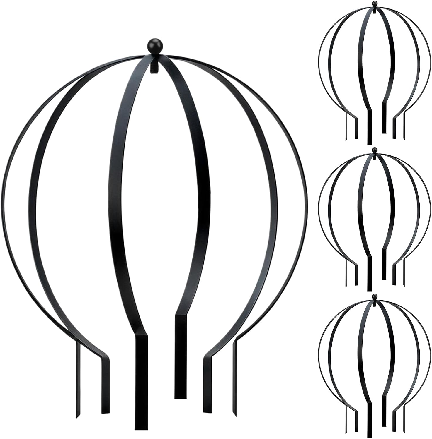 Set of 4 Large Metal Trellis Obelisks Sturdy Round Circle Trellis for Climbing Plant Support Indoor Outdoor Potted Vines, Cucumbers & Flowers, Patio Doorway Garden Decor (25.20" x 21.26")-VerdiqueGarden