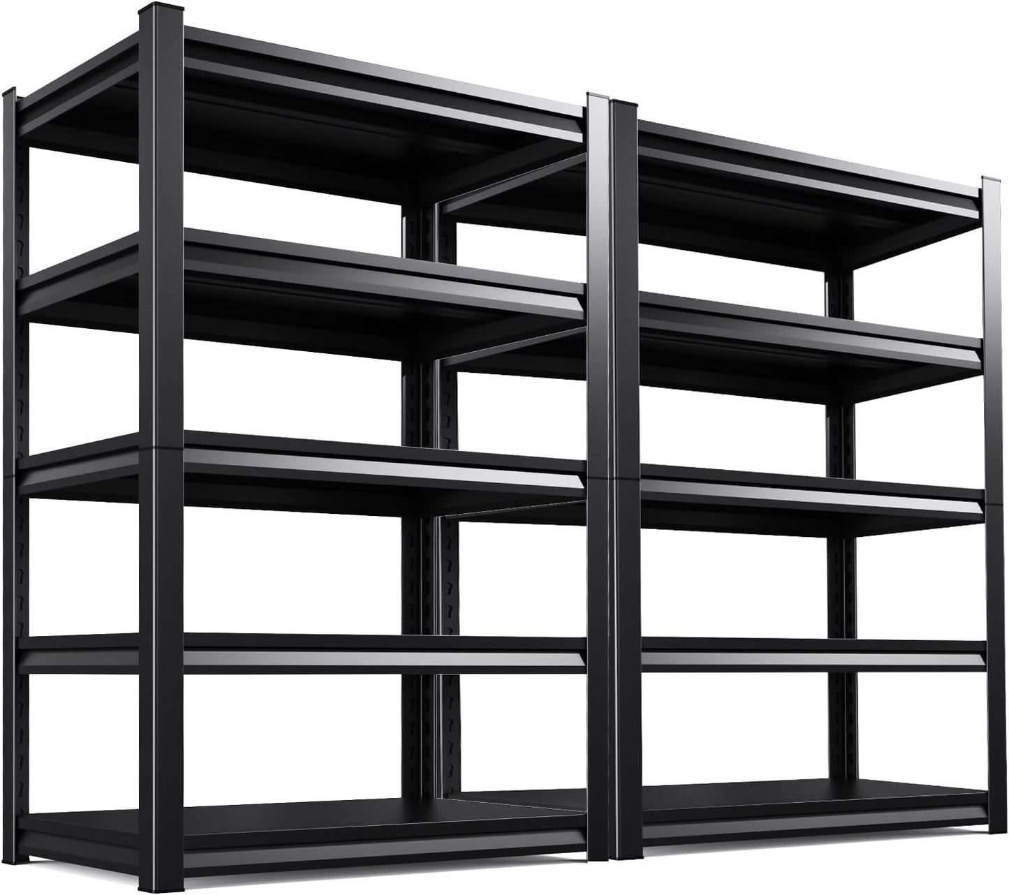 Garage Shelving 2500lb Heavy Duty Shelving Adjustable Metal Shelvings Garage Storage Shelves 5 Tier Utility Shelvin Unit Metal Shelf Rack for Basement Industrial Black 72''H*35.4''W*15.7''D,2 Pack-VerdiqueGarden