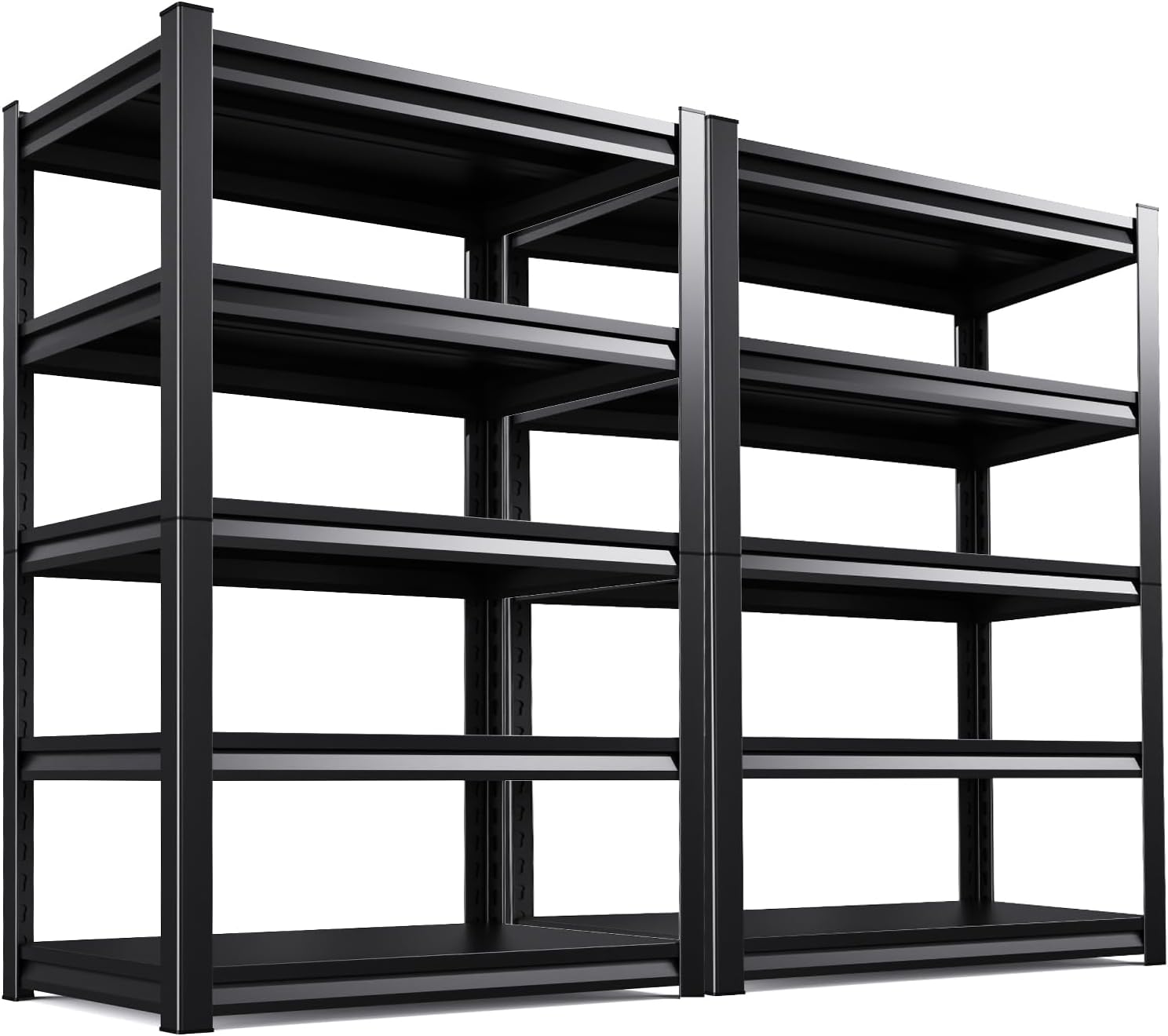 Garage Shelving 2500lb Heavy Duty Shelving Adjustable Metal Shelvings Garage Storage Shelves 5 Tier Utility Shelvin Unit Metal Shelf Rack for Basement Industrial Black 72''H*35.4''W*15.7''D,2 Pack-VerdiqueGarden