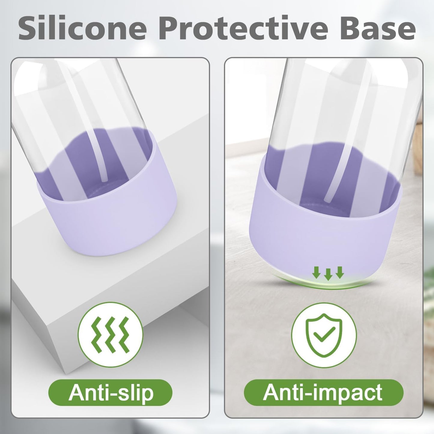 Glass Spray Bottles with Silicone Sleeve Protection, Empty 16 oz Refillable Containers, Reusable Spray Bottles with Adjustable Nozzle for Hair, Cleaning Solutions, 3 Pack Purple-VerdiqueGarden