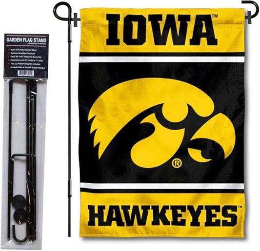 College Flags & Banners Co. Iowa Hawkeyes Garden Flag with Stand Holder-VerdiqueGarden