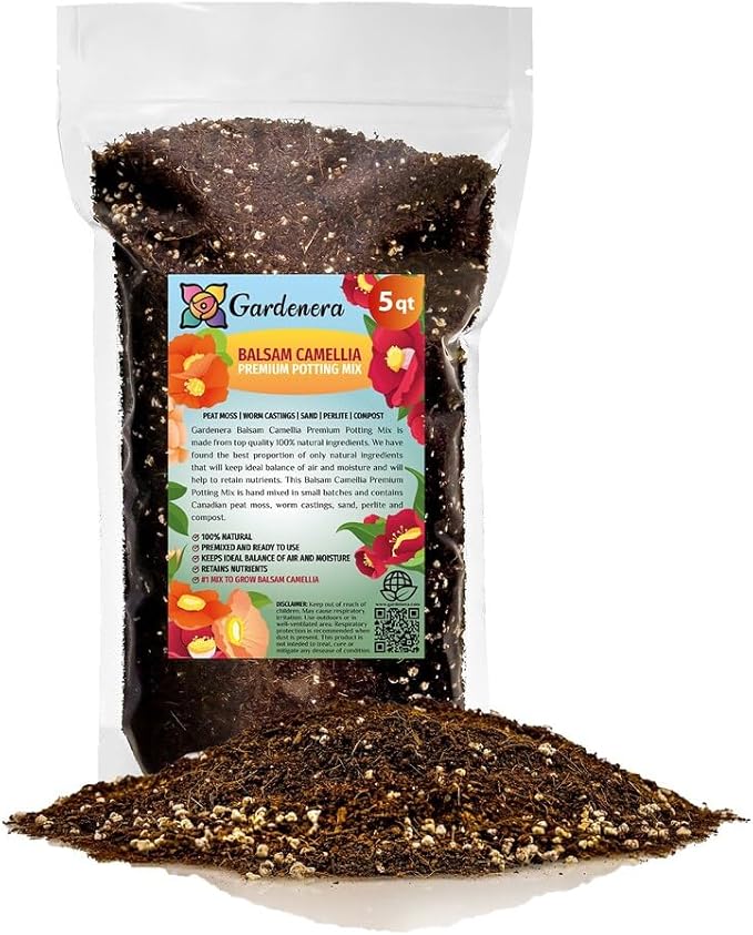 Premium Balsam Camellia Potting Soil Mix - Perfect Balance of Nutrients, Drainage, and Aeration for Thriving Blooms - 5 Quart-VerdiqueGarden