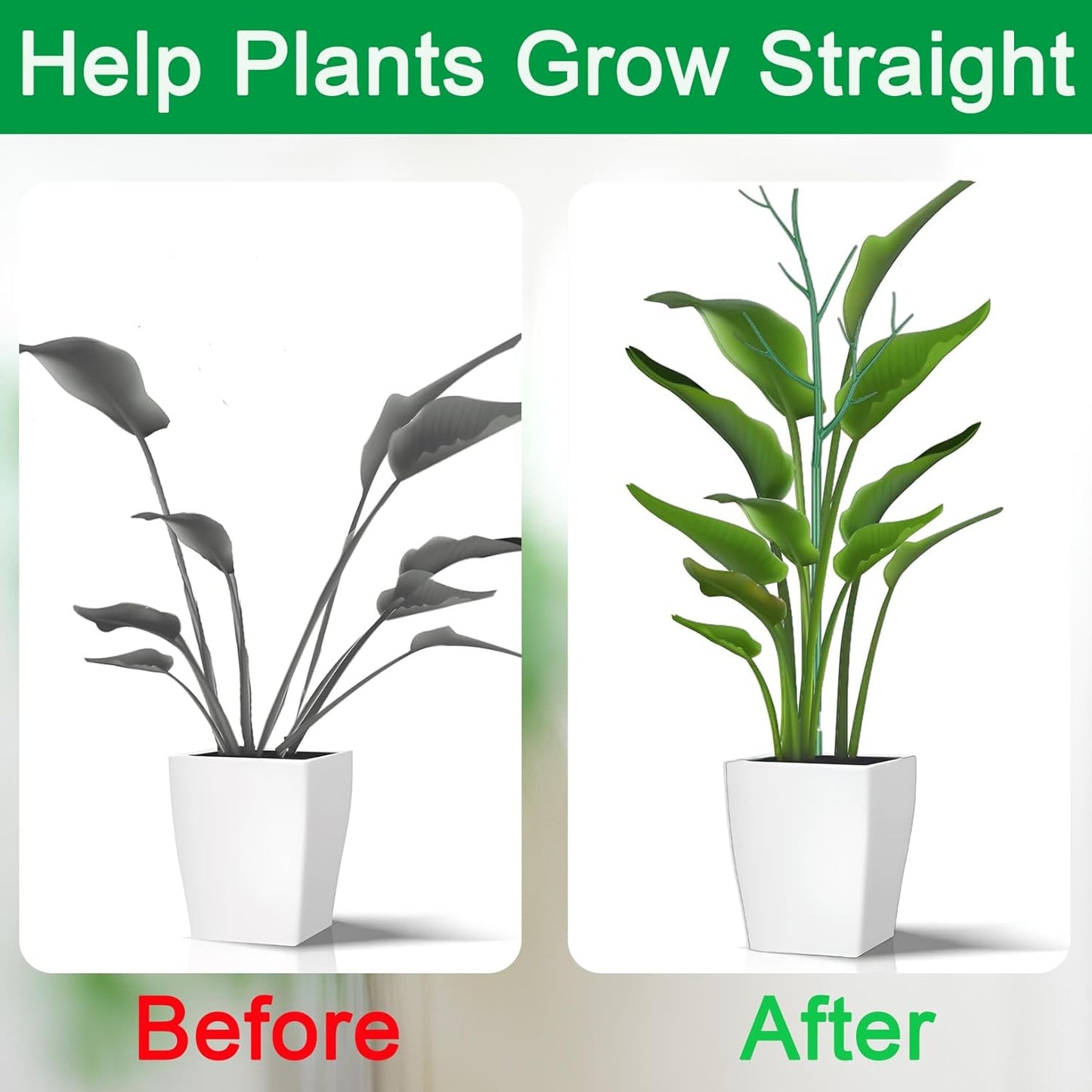 Orgrimmar 6 Pack Monstera Plant Support Stakes Adjustable Length with Green Ties for Indoor Outdoor Climbing Plants-VerdiqueGarden