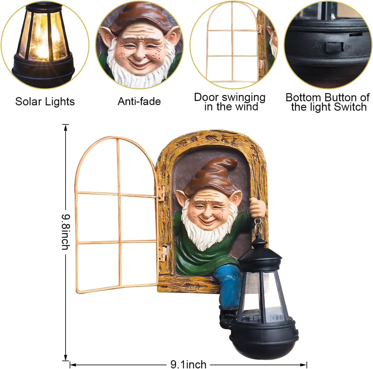 Whimsical Fairy Garden Gnomes with Solar Lights-10 Elf Out The Door Tree Hugger Garden Statues-Outdoor&Yard Decor-Tree Face Sculpture,Ideal Halloween Gifts - Yard Art for Patio,Fence,Wall-VerdiqueGarden