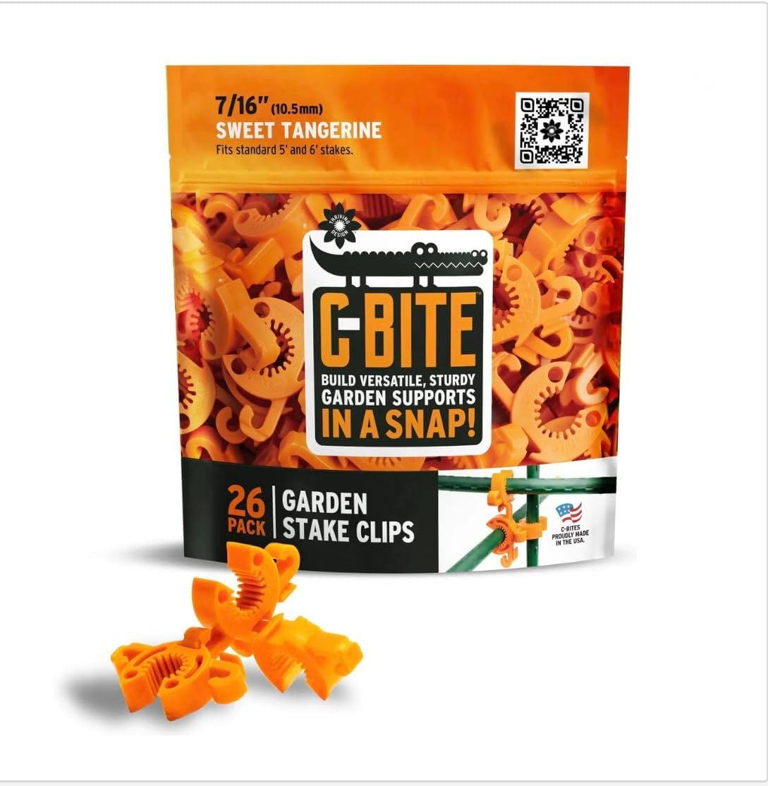 Plant Support Clips for Trellis, Garden Stakes, Wire Fence, Climbing Plants, Indoor Gardening, Hydroponics Systems, and Vines | Durable Gardening Clips (Tangerine Orange - 26 Pack)-VerdiqueGarden