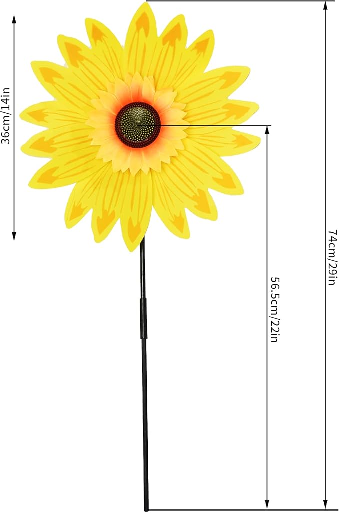 6pcs Sunflower Lawn Pinwheels Wind Spinners Large Windmill Pinwheel for Garden,Yard, Party Outdoor Decor (Sunflower Pinwheels)-VerdiqueGarden