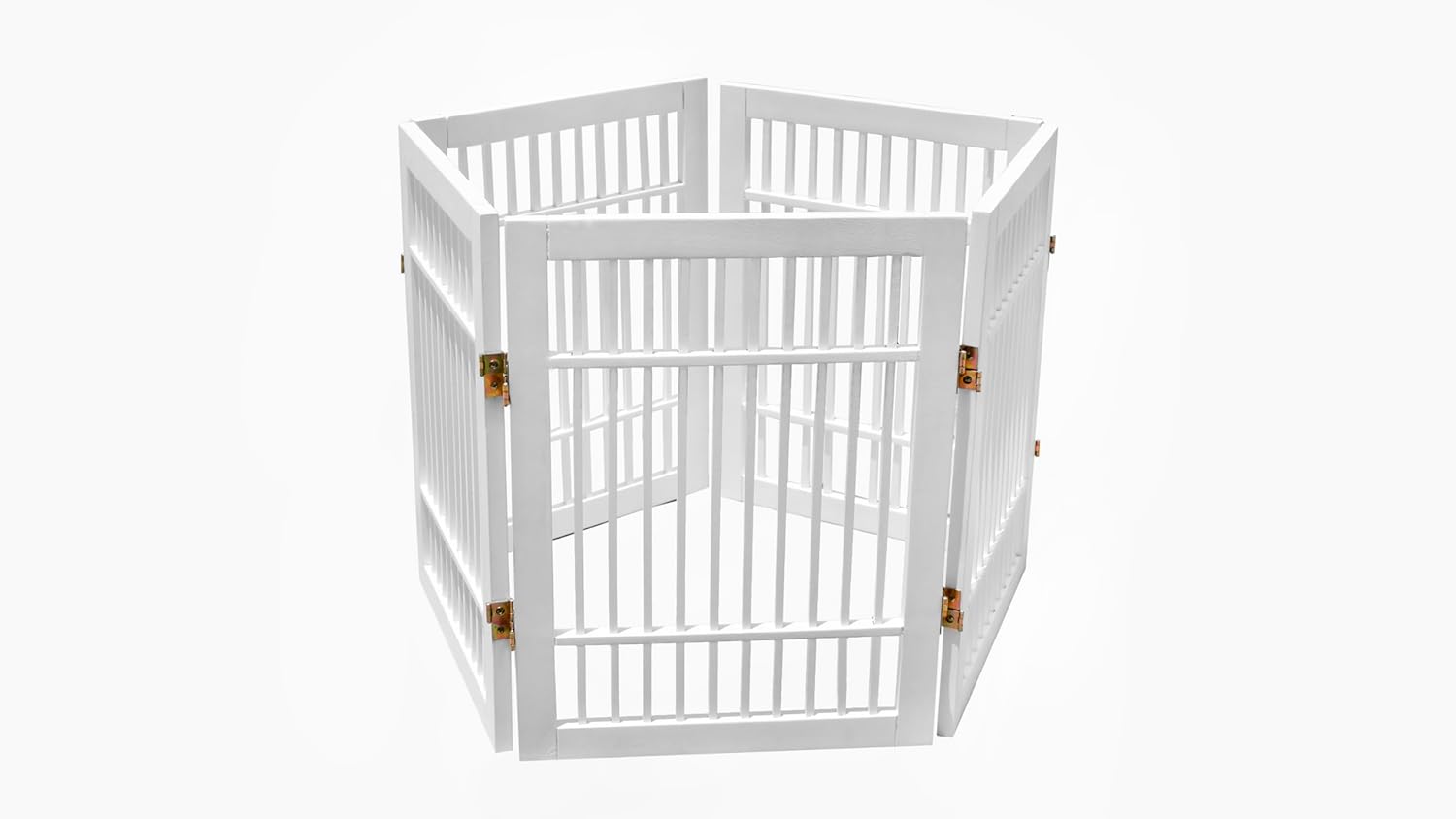 Pet Dog Gate Strong and Durable Freestanding Folding Acacia Hardwood Portable Wooden Fence Indoors or Outdoors by Urnporium (White Pet Gate, 5 Panel 24" Tall)-VerdiqueGarden