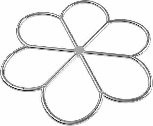 Skyflame 30-Inch 304 Stainless Steel Fire Pit Burner, Flower-Shape Burner Ring for Fire Pit, Natural Gas & Propane Fireplace, Max BTU 435K-VerdiqueGarden