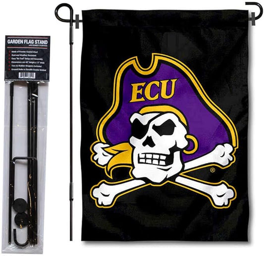 College Flags & Banners Co. East Carolina Pirates Garden Flag with Pole Stand Holder-VerdiqueGarden