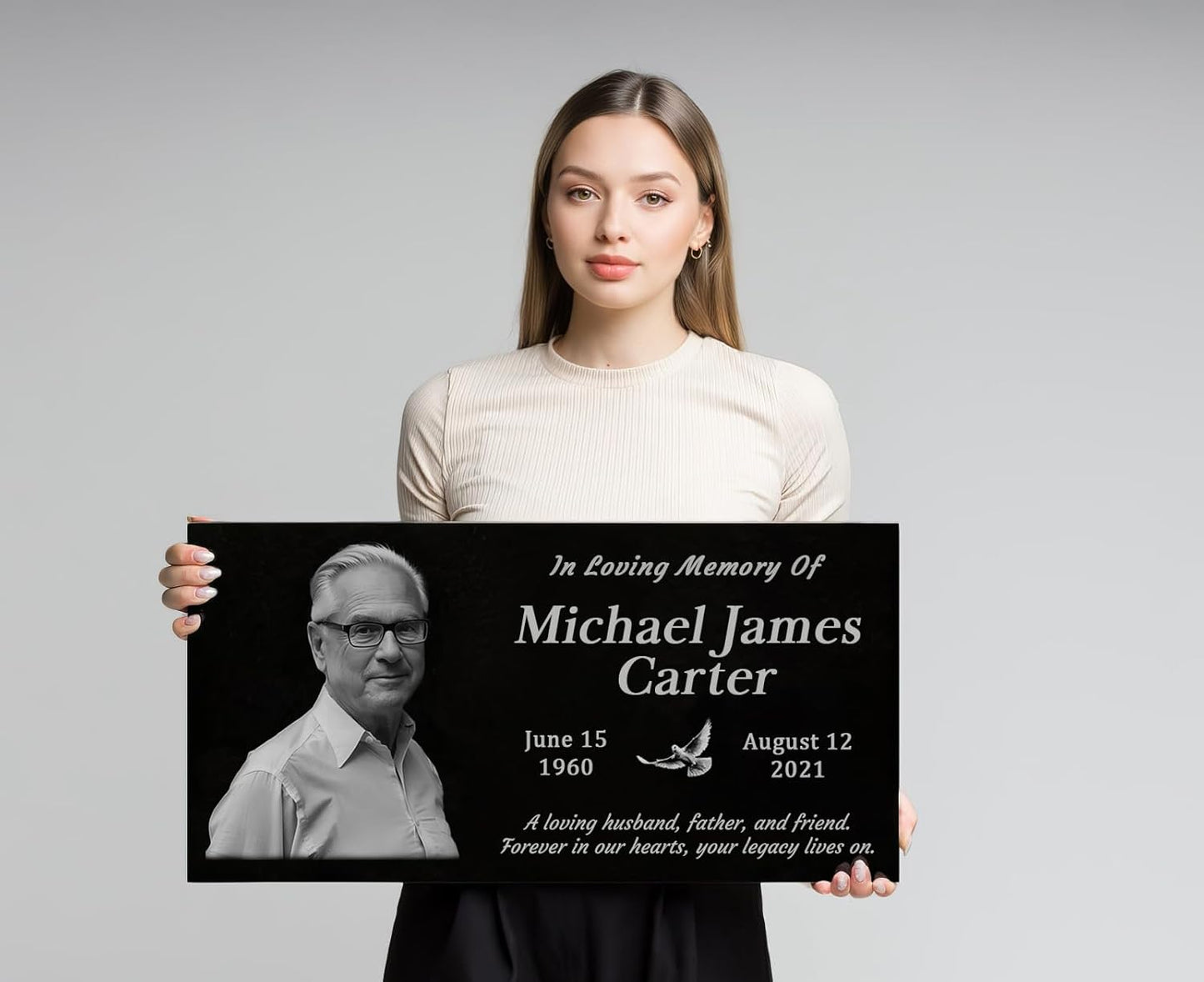 24x12 Personalized Granite Grave Stone – Custom Engraved Headstone for Cemetery, Memorial Plaque for Grave, Durable Tribute Marker for Loved Ones-VerdiqueGarden