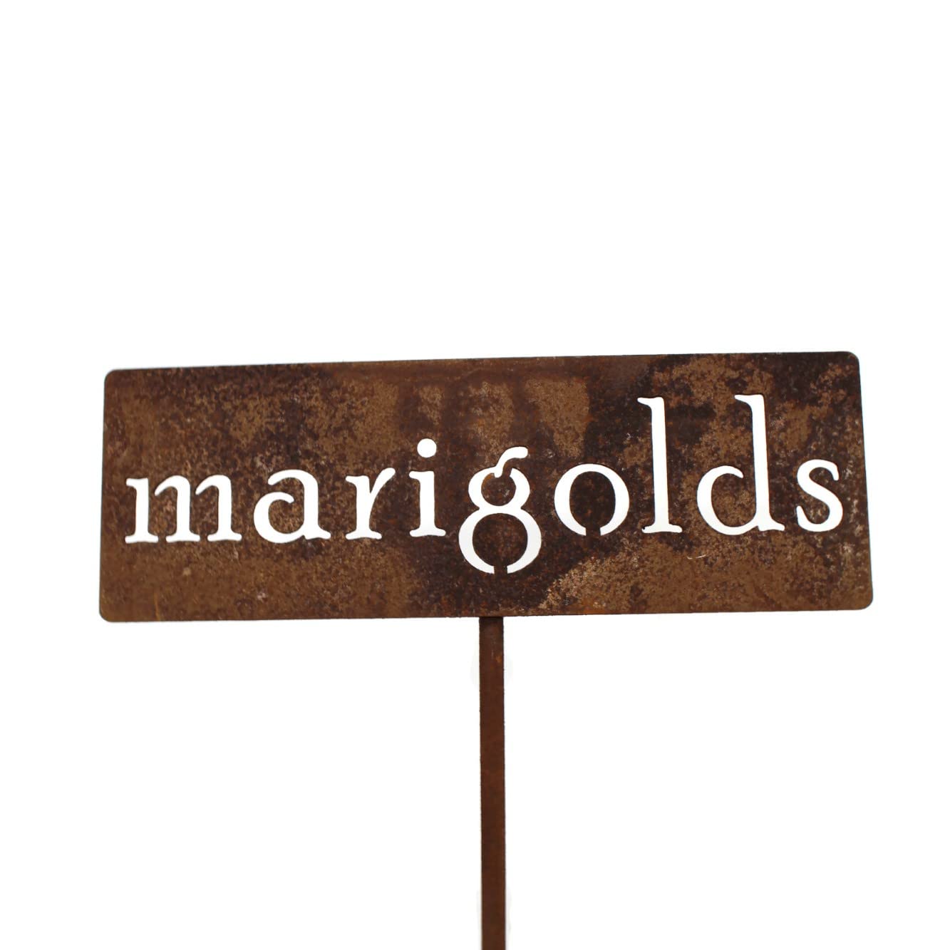 Classic Metal Garden Markers 19 Inches Tall (marigolds, Naturally Rusted)-VerdiqueGarden