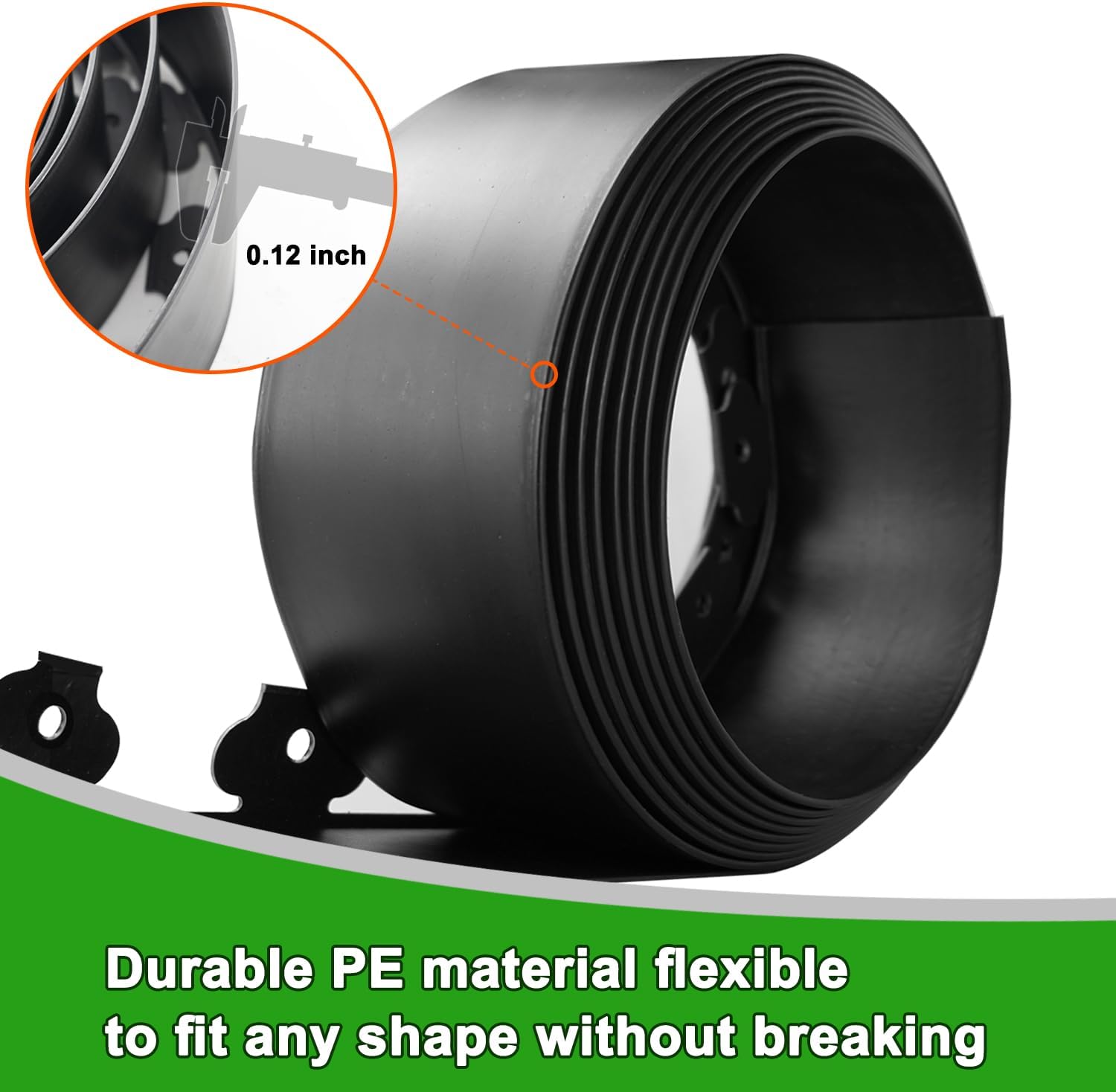 Hugeleaf 26 Feet Landscape Edging with 25pcs Spikes 4.5 Inch Tall Garden Edging for Landscaping, Garden, Flower Beds, Lawn (Black)-VerdiqueGarden