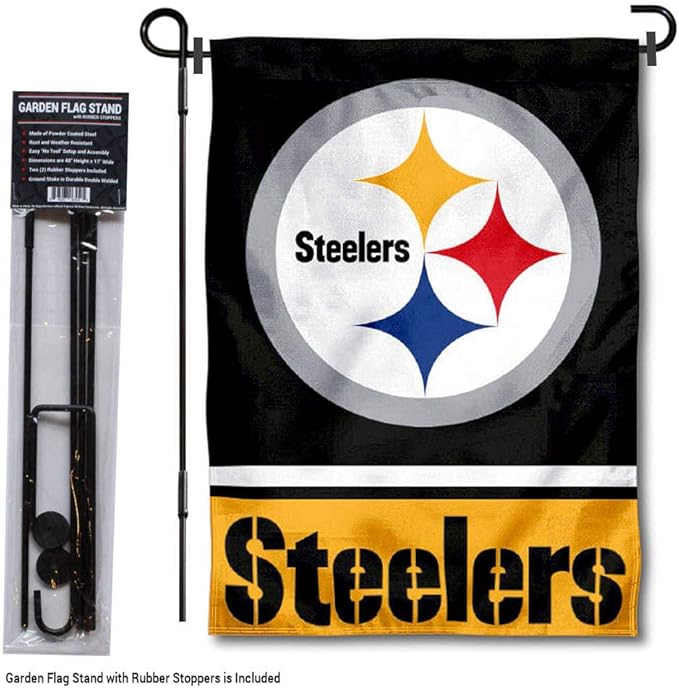 WinCraft Pittsburgh Steelers Garden Flag with Stand Holder-VerdiqueGarden