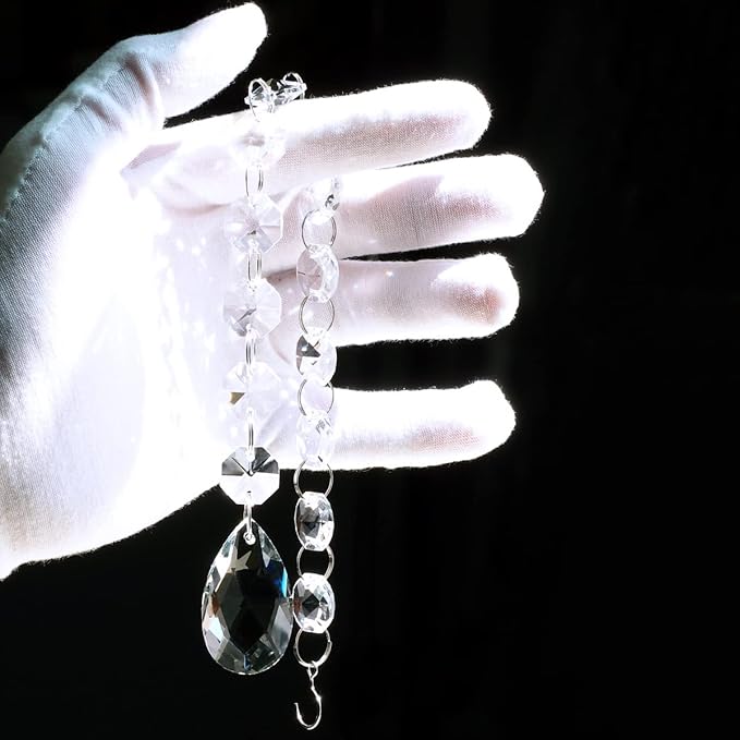 1ft 10pcs Teardrop Crystals Garland, Hanging Chandelier Crystals Prism Beads Chain for Wedding Home Decoration Clear GOLDENHAITAI-VerdiqueGarden