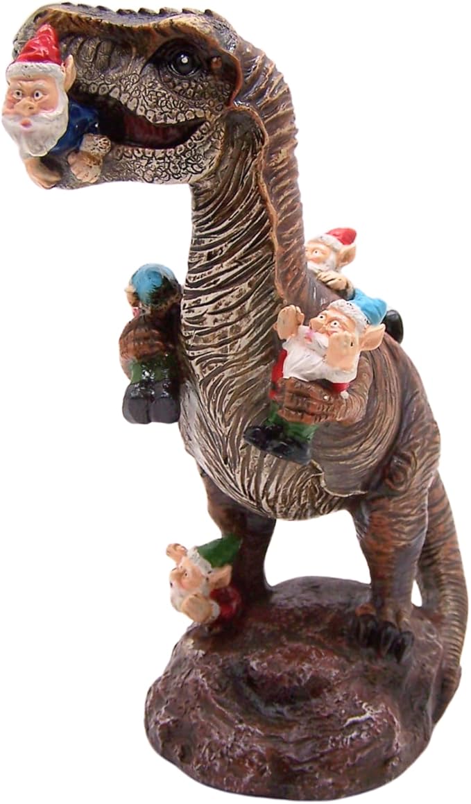 Wowser Gnome Statue: Funny Garden Figurine - Unique Home & Outdoor Decor (T-Rex), Gnome Decoration for Yard-VerdiqueGarden