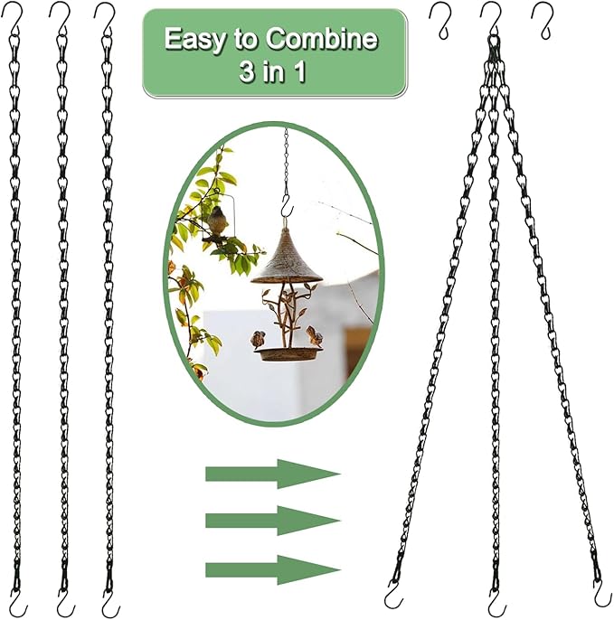 15 Pack 25" BLK Storagehook Black Hanging Chains with Hooks for Hanging Bird Feeders Planters Baskets Billboards Lanterns Wind Chimes Ornaments-VerdiqueGarden