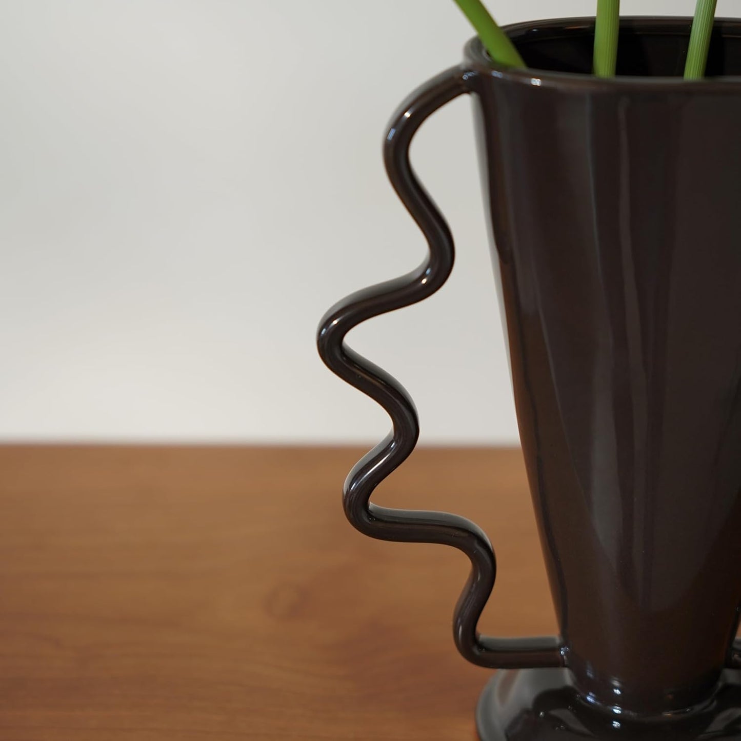 Wild Works Dark Brown Rotary Vase, 9.85” Tall Vintage Decor Vases Medieval Flower Vessel Living Room Entrance Personalized Simple Wabi Sabi Decorative Ornament Ceramic Ornament-VerdiqueGarden