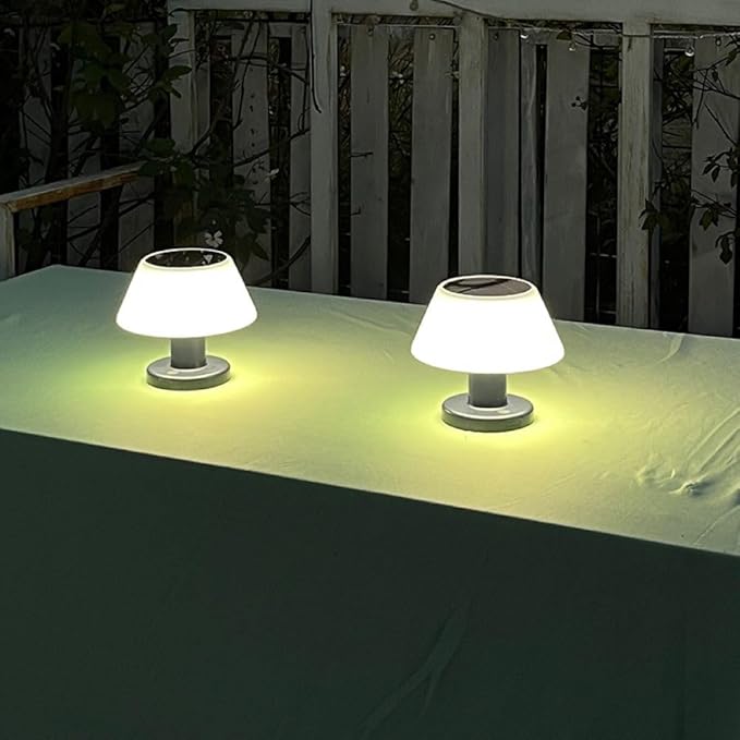 Solar Table Lamp Rechargeable Cordless - 4 Modes USB/Solar Charging Indoor Outdoor, IP54 Waterproof, 4000K Neutral White Light for Living Room/Garden/Study/Patio-VerdiqueGarden