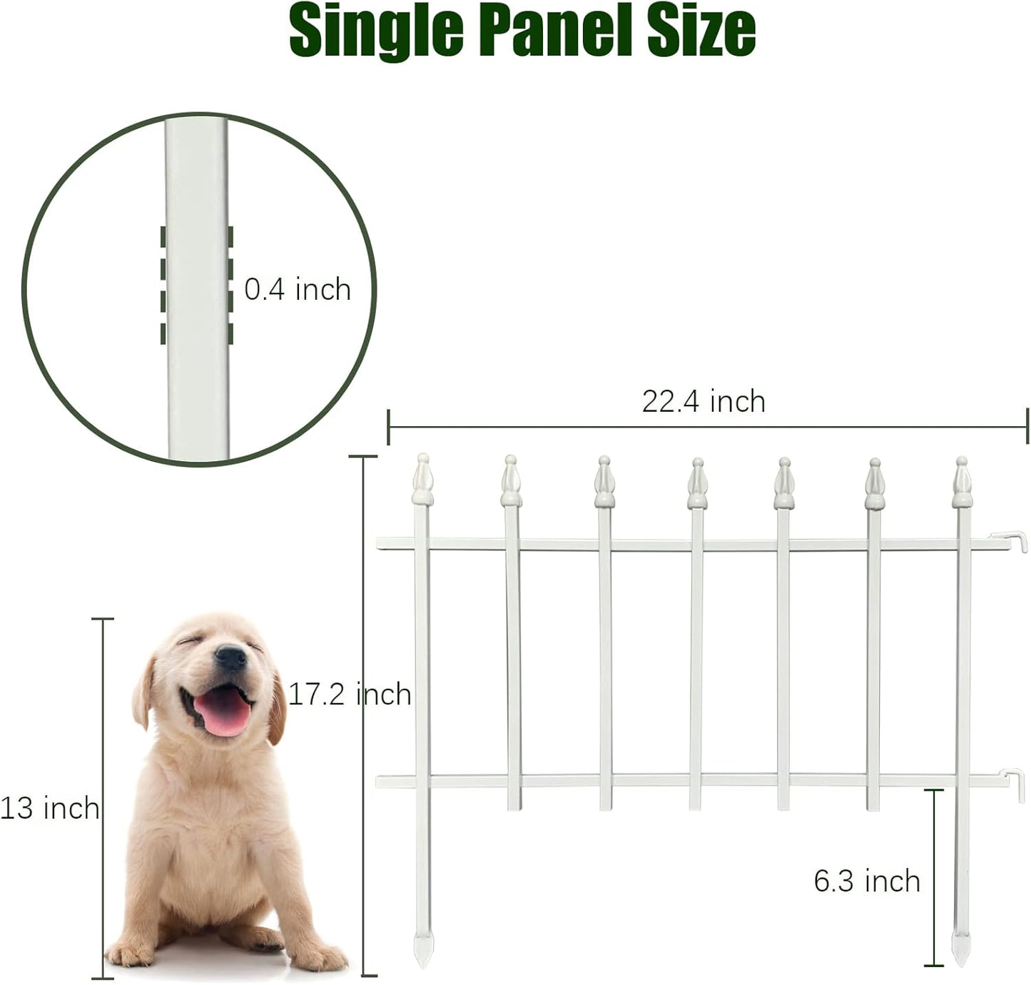 Metal Decorative Garden Fence 22" Wide x 18" High (5 Panels, Total Length 9.17 feet), Metal Border Folding Fence, Landscape Fencing for Flower Bed, Yard, Animal Barrier-VerdiqueGarden
