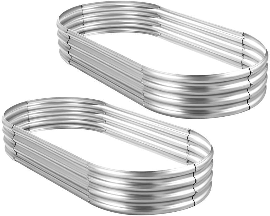 Land Guard 6ft Metal Raised Garden Bed，2 Pcs Galvanized Planter Raised Beds for Vegetables…………-VerdiqueGarden