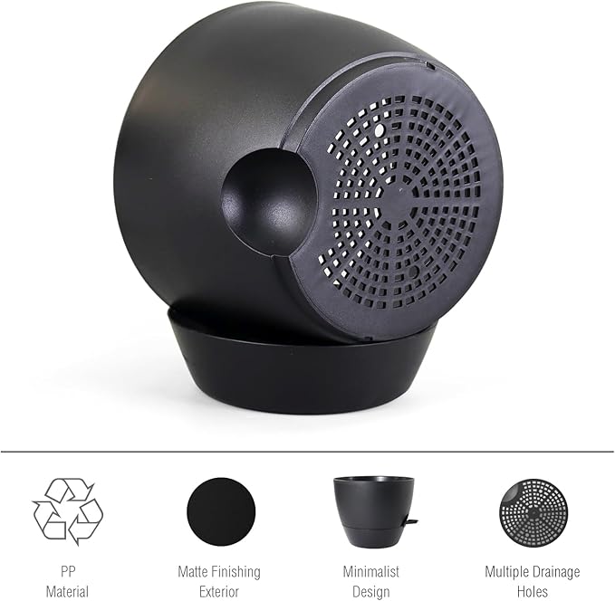 12 inch Large Self Watering Pots for Indoor Outdoor Plants, Flower Plant Pots with Mesh Drainage Holes for Garden House, Plastic Planters with Reservoir for Home Decor, Black-VerdiqueGarden