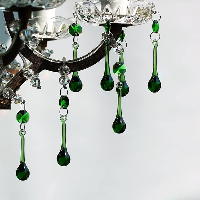 12pcs Raindrop Crystal Chandelier Prisms Parts, Hanging Crystals Beads for Chandeliers, Home Decoration-VerdiqueGarden