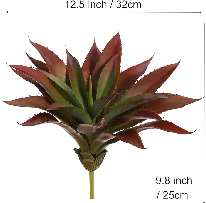 JUSTOYOU Large Artificial Succulents Aloe Plants Real Touch Fake Flowers Unpotted for Home Wedding Festival Arrangement (1, Green-Red)-VerdiqueGarden