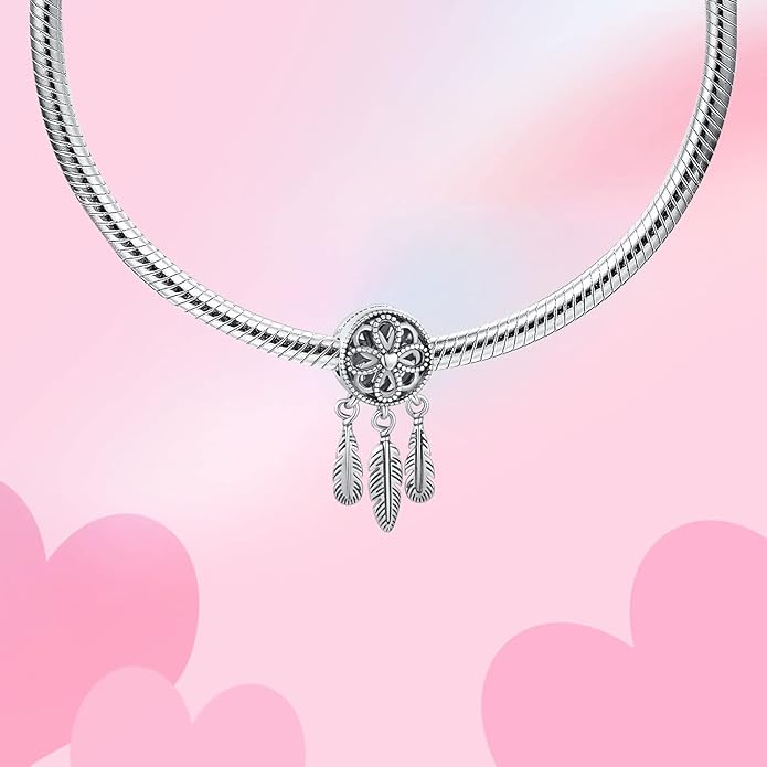 Birthday Fashion Love Heart Dangle Charm 925 Sterling Silver Charms fits Bracelets and Necklace Pendant Bead Charms Jewelry Present for Women Family Friends