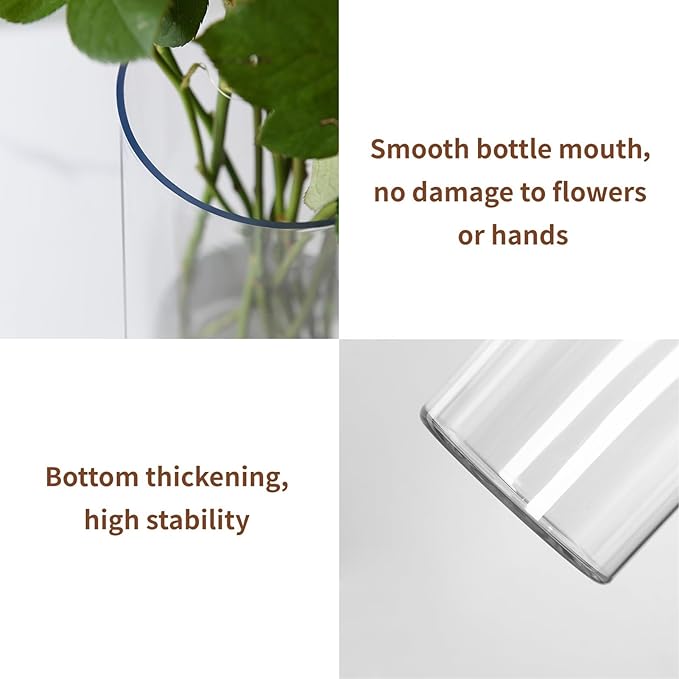 Clear Flower Vase, Non-breakable Vases, 6" W x 10" H, Acrylic Vase, Aesthetic Room Decor Cylindrical Modern Flower Vases for Table Centerpiece, Home Decor, Women Floral Arrangement Gift-VerdiqueGarden