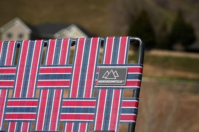 Retro Webbed Camping Chair - Lightweight, Foldable, Durable Steel Frame, 300lb Capacity, Vintage Red/Blue Stripes by Caddis Sports (4)-VerdiqueGarden
