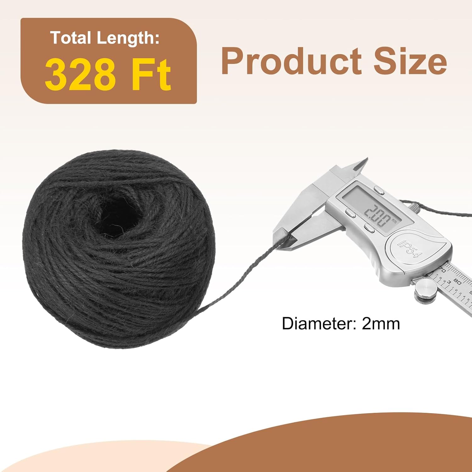 uxcell 328 Feet Natural Jute Twine String,2mm Thin Garden Twine Rope Colored Plant String Cord for DIY Art Crafts Gift Wrapping Decoration Packing Gardening Plant Hanger,Black-VerdiqueGarden