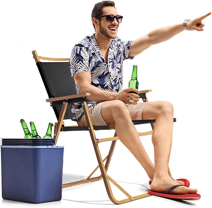 Outvita Portable Folding Camping Chair, Ultralight Low Beach Chair, Durable Aluminum Frame Armchairs for Hiking Concert Fishing Picnic, Supports 223Lbs-VerdiqueGarden