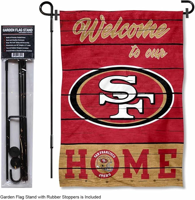 WinCraft San Francisco 49ers Welcome to Our Home Garden Flag and Flagpole Mount-VerdiqueGarden